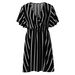Plus Size V-Neck Striped Boho Dress – Flowy Midi With Elastic Waist (L-XXXXL, Black/Burgundy/Pink/Navy/Army Green)_ecoleips.com