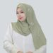 Muslim Accessories"Elegant Floral Chiffon Headscarf With Pearl Accents – Versatile Long Shawl For Women"_ecoleips.com