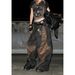 American Retro Niche Distressed Wide-leg Loose Leopard Print Women's Patchwork Straight Casual Workwear Jeans_ecoleips.com