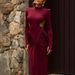 Autumn Long Sleeve Backless Slim Hips Dress Women Fashion Turtleneck Waist Draped Long Dress Spring Solid Hollow Boho Maxi Dress_ecoleips.com