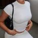 Ins Style Solid Color Round Neck Basic Sleeved T-shirt For Women 2025 New Spicy Girl Slim Fit Sexy Exposed Navel Short_ecoleips.com