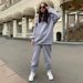 Women's Clothing Autumn And Winter New Fashion Solid Color Hooded Sweatshirt Casual Two Piece Suit For Women_ecoleips.com