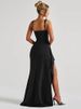 Mozision Black Backless Sexy Maxi Dress For Women Gown Spaghetti Strap Sleeveless Thigh High Split Club Evening Long Dress_ecoleips.com