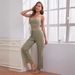 2024 Hot Sale European And American Homewear Women's Waffle Knit Camisole Top Long Pants Robe Pajamas Three-Piece Set_ecoleips.com