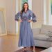 Verve Muslim Abaya Women's Embroidered Detail Dress Loose Clothing Long Robe_ecoleips.com