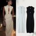 Women's Sleeveless Button-Detail Midi Dress – Elegant Hollow-Out Design For Spring (White/Black)_ecoleips.com