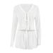 European And American Cross-Border Autumn New White Hollow Jacquard Loose Comfortable Pajama Set Wholesale Homewear_ecoleips.com