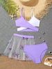 Aria Basics New European American Style Swimsuit Color Blocking, Three-piece Bikini Set With Three-dimensional Butterfly Skirt And_ecoleips.com