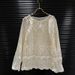 Elegant French Crochet Lace Long Sleeve Knitted Top For Women, Plus Size Flattering Blouse, Lightweight Spring Summer Layering Piece_ecoleips.com