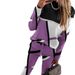 Women's Autumn Winter Fashion Color Block Print Long Sleeve Casual Suit New_ecoleips.com