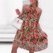 Women's Clothing Leopard Print Flower Sleeveless Pleated Dress_ecoleips.com