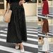 Women's High-Waisted Polka Dot Midi Skirt Slimming Hip Concealing A-Line European American Style for Autumn Winter Versatile mid Length_ecoleips.com