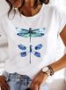 European And American Cross-border Foreign Trade Women's Floral Butterfly Round-neck Printed Short-sleeve T-shirt Top_ecoleips.com