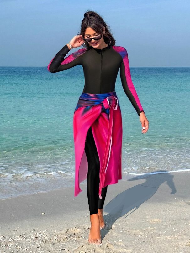 Aria Basics 2025 Cross-Border European And American Diving Suit, Tummy-Covering, Slim-Fit, Sun-Protective, Long-Sleeved Beach_ecoleips.com