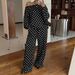 Women's Polka Dot Print Off-Shoulder Long Sleeve Top with Drawstring Trousers European American Style Casual Suit_ecoleips.com