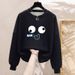 Korean Style Women's round Neck Sweatshirt 2023 New Loose Fit Fleece Lined Thickened Lazy Style Top for Ladies_ecoleips.com