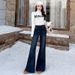 Orange Silk Women's Clothing#American-style Black And Gray Loose-fitting Flared Jeans, New Spring Design With A Trendy_ecoleips.com