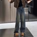 Loose Straight-leg Jeans Women, New Spring And Autumn Style, Plus-size Retro Slim-fit Narrow Wide-leg Pants For_ecoleips.com
