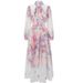 Floral Print V-Neck Dress With Bow Accent – Elegant A-Line Maxi Dress (White-Purple/White-Red/Beige, S-Xxl)_ecoleips.com