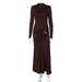 2025 French Women's Fashion Autumn Winter New Fashionable Elegant Sleeve Round Neck Long Solid Color Waist-Cinching_ecoleips.com