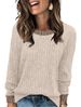K Women's Pit-stitched Terrycloth Color-blocked Casual Round Neck Pullover Long Sleeve Top_ecoleips.com