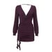 Women's European American Style Sexy Deep V Neck Long Sleeve Dress Solid Color Bodycon Hip Nightclub Party Spring New 2025_ecoleips.com