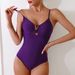 European And American New One-piece Swimsuit Black Sexy V Shoulder Strap Hollow Swimsuit Female Cross-border Spot Wholesale_ecoleips.com