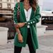Mid-Length Pocket Cardigan – Solid Color Knit Sweater For Women (XS-XXL, Khaki/Dark Green/Yellow/Grey)_ecoleips.com