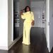 Elegant Backless Dress With High Slit & Off-Shoulder Neckline – Stretchy Polyester-Spandex Bodycon Dress For Women (Yellow, XS-XXXL)_ecoleips.com