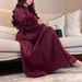 Women's Clothing Modest Abaya Dress Elegant Long Dress With Pleated Lantern Sleeves Stand Collar Loose A-Line Silhouette Solid Color Muslim Dress_ecoleips.com