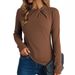 K Solid Color Brushed Cross-neck Ruffled Long-sleeve Slim-fit Camisole_ecoleips.com