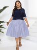 Women's Clothing New Large Size Women's Clothing Knitted Round Neck Splicing Striped Fat MM Waist Dress_ecoleips.com