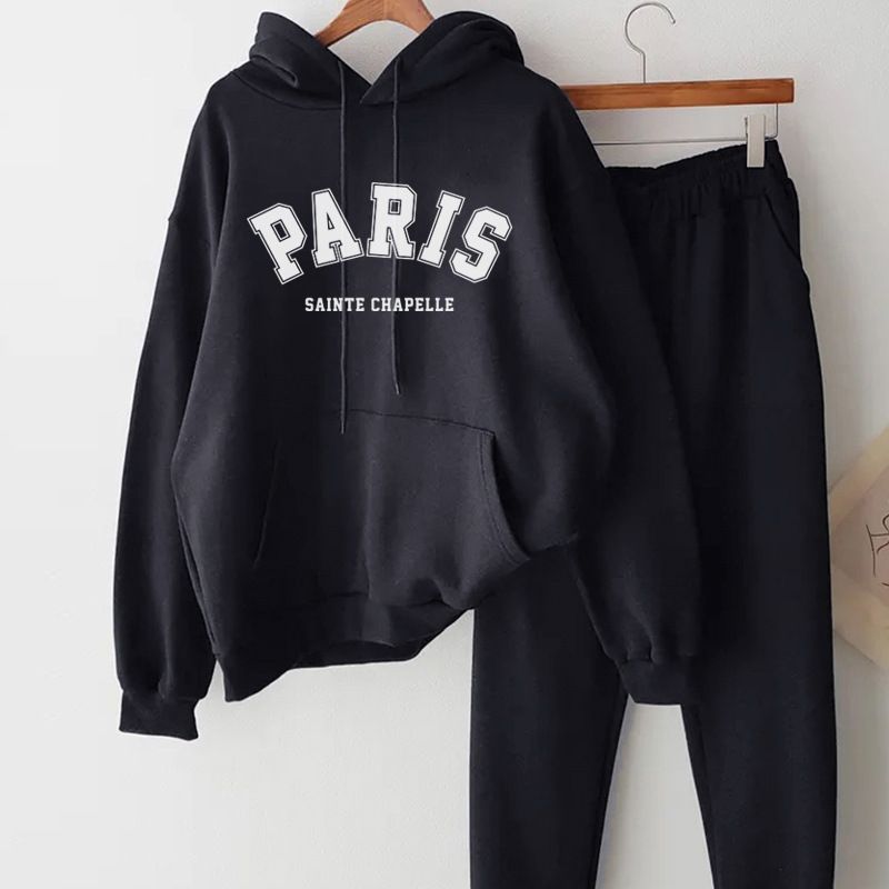 Women's Casual Tracksuit Set – Oversized Hoodie & Jogger Pants Cotton Lounge Wear For Running, Gym & Streetwear (Thin/Fleece Options)_ecoleips.com