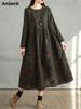 Cotton Vintage Print Floral Dresses 2026 Women Spring Autumn Casual Loose Long Sleeve Dress Femme Robe Vestidos Elegant Clothing_ecoleips.com