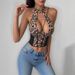 European And American, Sexy Low Cut Fishtail Cardigan, Solid Color Halter Neck Tie PU Leather Tank Top Camisole_ecoleips.com
