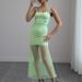 Women's Sexy Solid Color Off Shoulder Halter Mesh Bodycon Midi Dress – Summer Party Gown_ecoleips.com