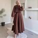 Women's Clothing Autumn New Middle East Dubai Flower Lantern Sleeve Loose Dress Women's Skirt Suit Two Piece_ecoleips.com