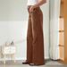 Women's Clothing Plus Size Wide Leg Denim Pants For Women Mid Waisted Stretchy Slimming Straight Leg Loose Fitting Casual Pants_ecoleips.com