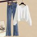 Women's Clothing Knitted Sweater & Jeans Two-Piece Set Plus Size Autumn Knitted Sweater & Ripped Jeans Two-Piece Set – Soft Style Slimming Outfit_ecoleips.com