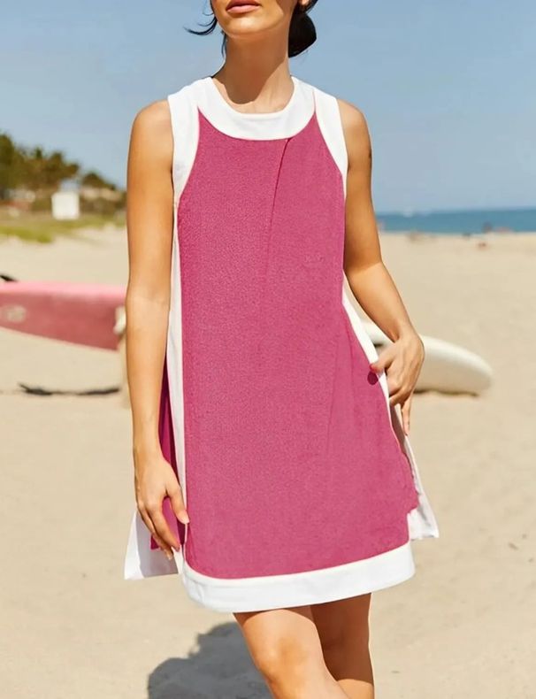 Summer Color Block Sleeveless Dress for Women Casual Loose Fit Beach Vacation Style European And American Fashion Trendy 2026_ecoleips.com