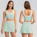 Women's Color Block Sports Bra And Skirt Set White Striped Camisole Running Tennis Yoga Wear Two Piece Cross Border Style_ecoleips.com