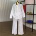 Women's Clothing Summer New Sweet And Fresh Lapel Long Sleeved Beaded Shirt High Waist Straight Pants Two Piece Suit_ecoleips.com