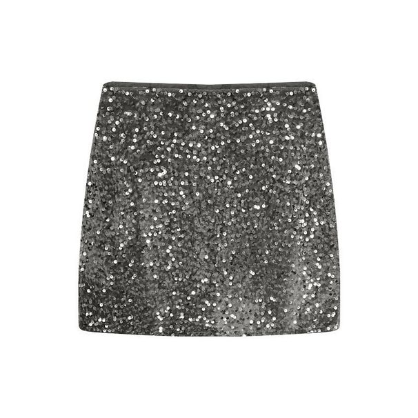 Verve Trendy Sexy Gray Midi For Women Summer Tight Elastic Sequin Bodycon High Waist A-line Short Skirt_ecoleips.com