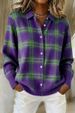 European American Cross-border Independent Site Women's Casual Loose-fitting Autumn And Winter Plaid Long-sleeve_ecoleips.com