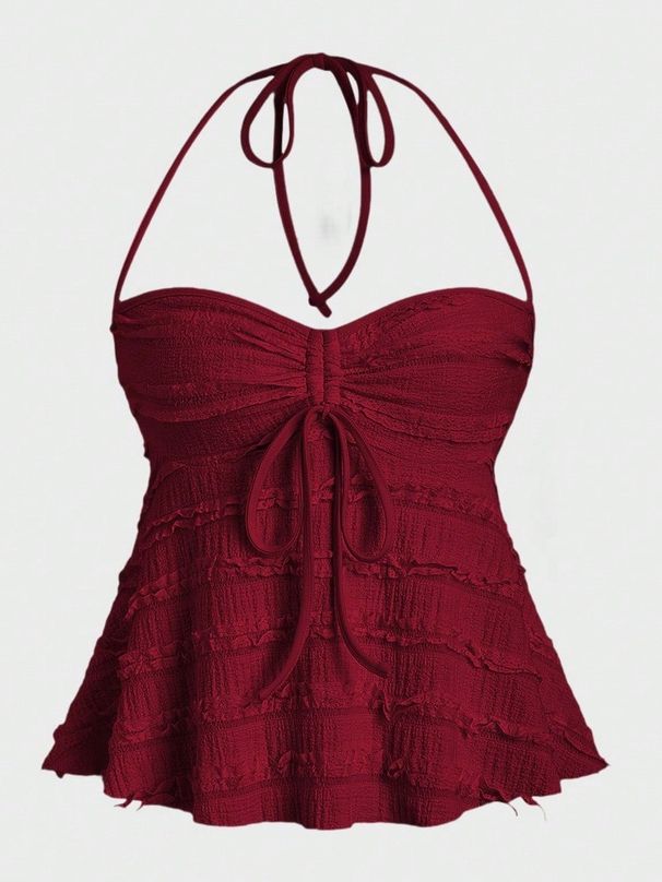 Women's Clothing Irregular Lace Up Halter Neck Vest Suspenders Summer Sexy Hot Girl Knitted Suspenders_ecoleips.com