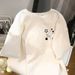 Women's White Short Sleeved T-Shirt Spring/Summer New Style Hong Kong Design Versatile Mid-Length Trendy Top for Instagram_ecoleips.com