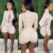Women's Clothing Sexy Patchwork Jumpsuit Solid Color Long Sleeved Tie-Up Casual Polyester Fashion Romper_ecoleips.com