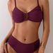 Women's Solid Color Sexy Bikini Set – Crinkle Hollow-Out Two-Piece Swimwear With Removable Padded Cups_ecoleips.com