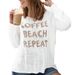 Women's Clothing Round Neck Long Sleeve Side Slit Letter Knitted Sweater Women's Casual Long Sleeve Top_ecoleips.com