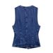 Women's Clothing New French Slim Denim Sleeveless Round Neck Vest Vest_ecoleips.com
